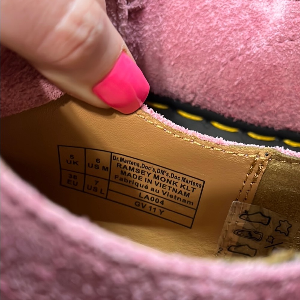 Dr. Doc Martens Ramsey Suede Kiltie Buckle Creepers Pink Fringe Loafers - Picture 7 of 10